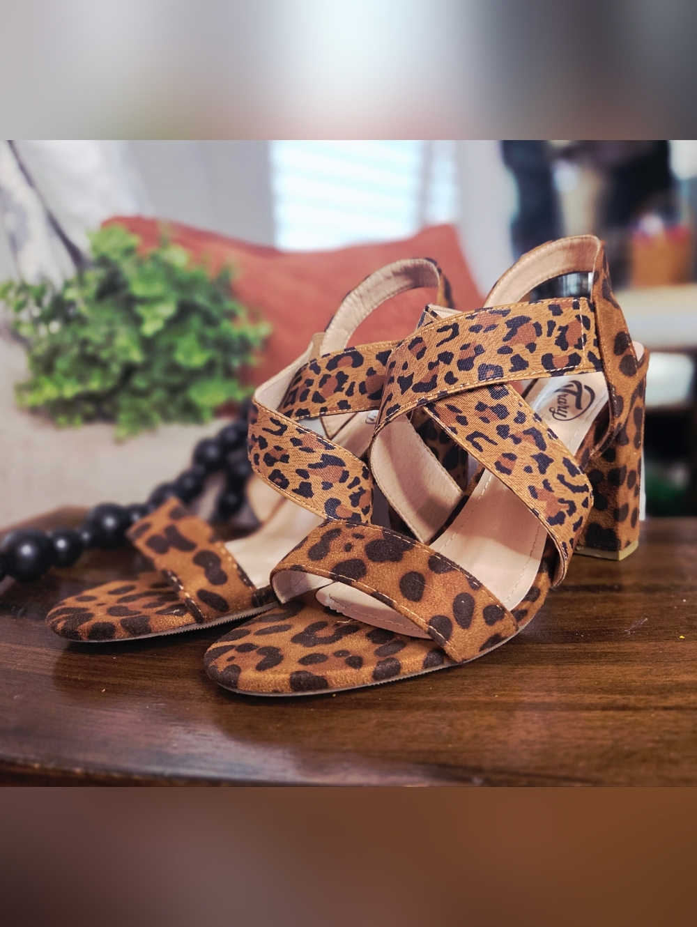 TRARY Leopard Chunky Heel Sandals - Picture 4 of 7